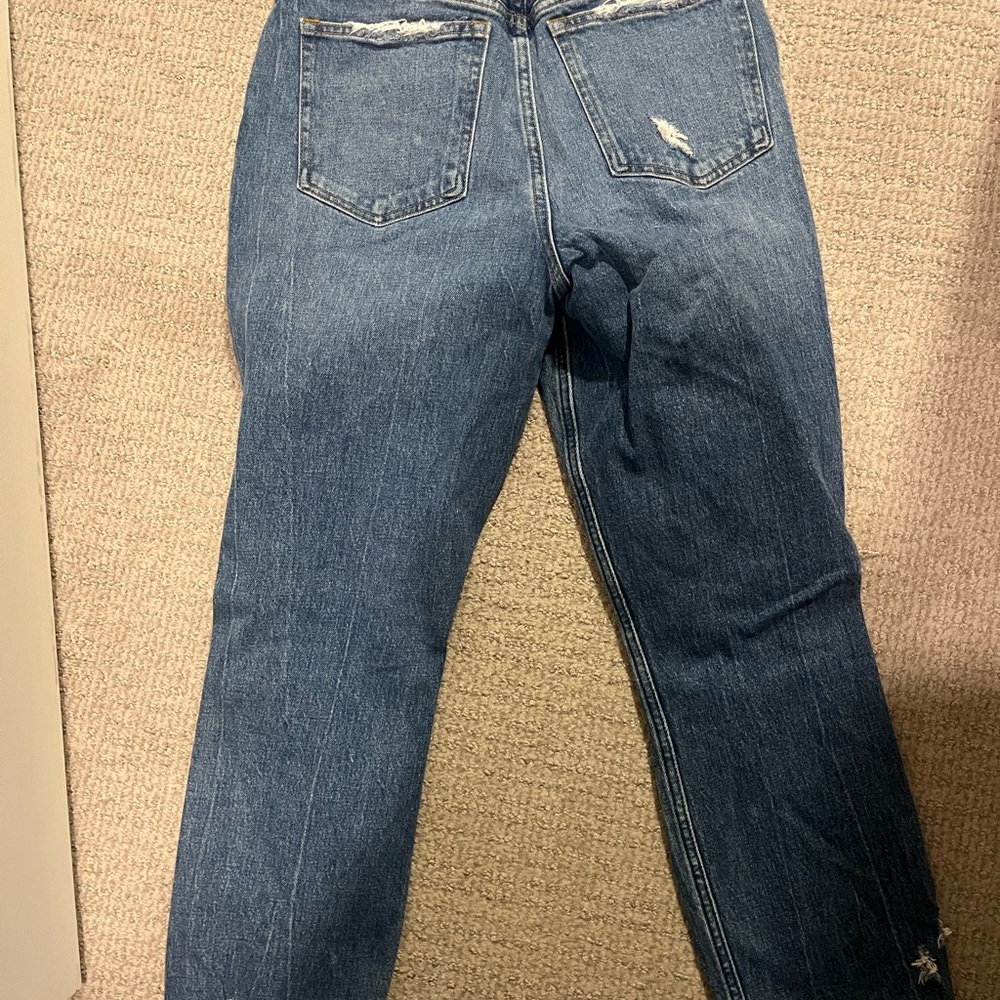 Abercrombie & Fitch Distressed Straight Leg Jeans - Blue- Curve Love-Size 6 - Picture 5 of 6
